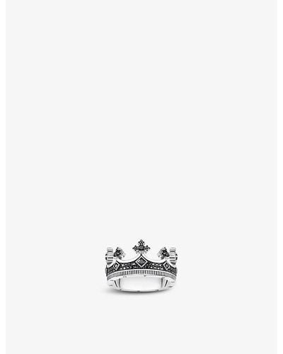 Thomas Sabo Rebel Crown Sterling-silver And Cubic Zirconia Ring - Black