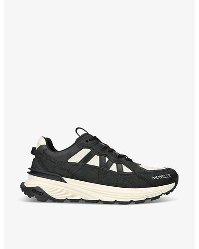 Moncler Lite Runner Leather And Textile Low-top Sneakers - Black