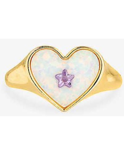 July Child Luna 18ct Yellow -plated Metal-alloy And Opalite Ring - Metallic