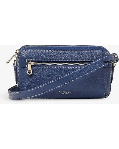 Aspinal of London Camera Logo-embossed Leather Cross-body Bag - Blue