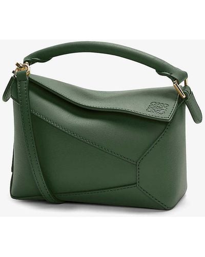 Loewe Puzzle Mini Leather Cross-body Bag - Green