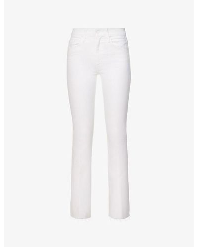 Mother The Weekender Frayed-hem High-rise Stretch-denim Jeans - White