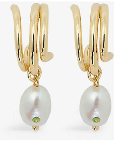 Maje Rhinestone-embellished Faux-pearl And Brass Earring - White