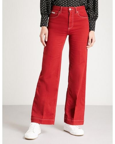ALEXACHUNG Wide-leg High-rise Jeans - Red