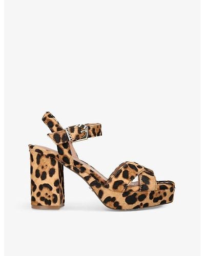 Carvela Kurt Geiger Serafina Leopard-print Heeled Leather Sandals - Metallic