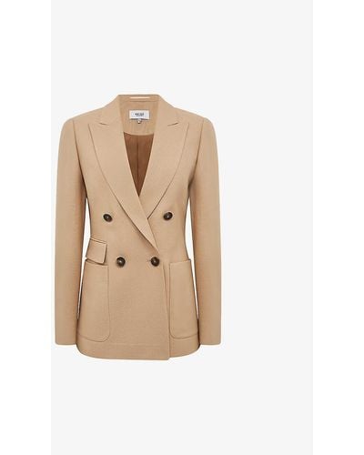 Reiss Larsson Double-breasted Wool-blend Jacket - Natural