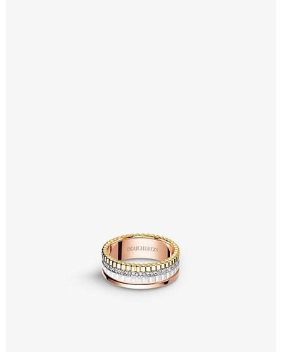 Boucheron Quatre 18ct White, Yellow And Pink-gold, 0.24ct Diamond And Ceramic Ring