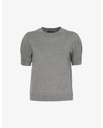 IKKS Ribbed-trim Round-neck Knitted Top - Gray