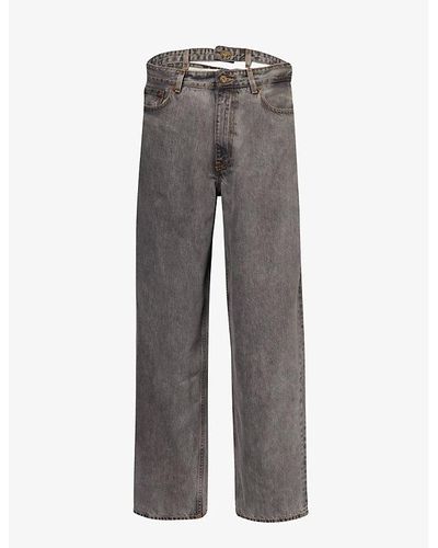 Y. Project Evergreen -waist Wide-leg Organic-denim Jeans - Gray