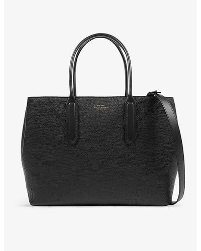 Smythson Ludlow Small Day Logo-embossed Leather Tote Bag - Black