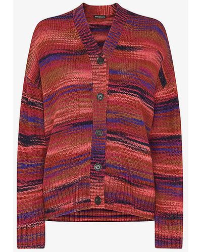 Whistles Space-dyed Regular-fit Stretch-knit Cardigan - Red