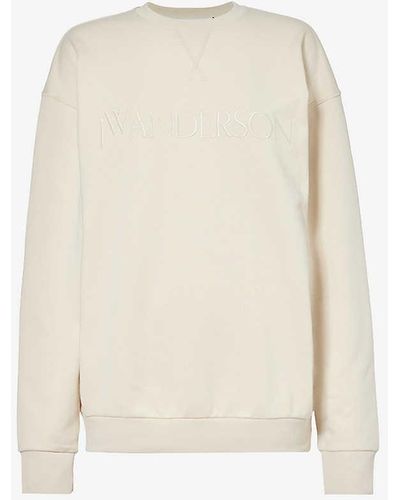 JW Anderson Logo-embroidered Relaxed-fit Cotton-jersey Sweatshirt - White