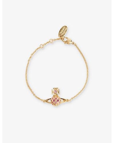 Vivienne Westwood Willa Bas Relief Gold-tone Brass And Crystal-embellished Bracelet - White