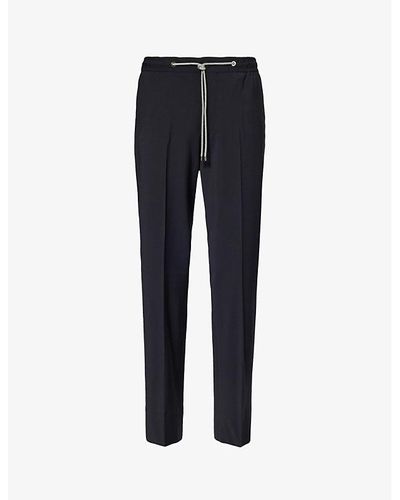 Corneliani Vy Drawstring-waistband Slip-pocket Regular-fit Straight-leg Woven Pants - Blue