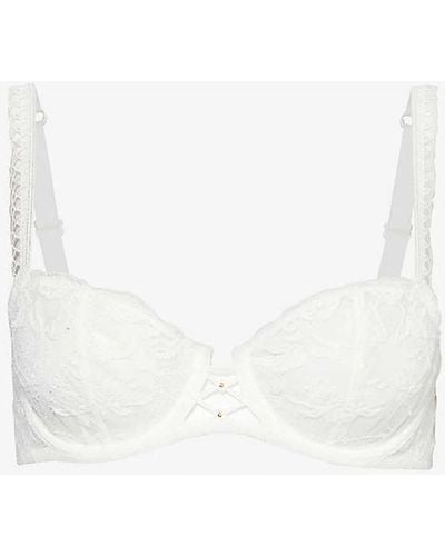 Aubade Kiss Of Love Half-cup Lace Woven Bra - White