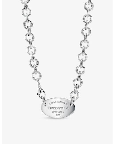Return to Tiffany® heart tag necklace in sterling silver with enamel  finish.