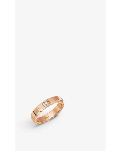 Chopard Ice Cube 18ct Rose-gold And 0.03ct Round-cut Diamond Ring - White