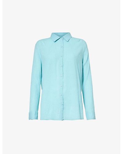 Melissa Odabash Tina Semi-sheer Cotton Shirt - Blue