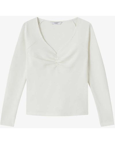 LK Bennett Anabella Sweetheart-neck Woven Top - White