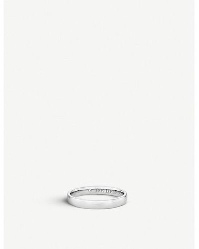 De Beers Wide Court Platinum And Diamond Wedding Band - White