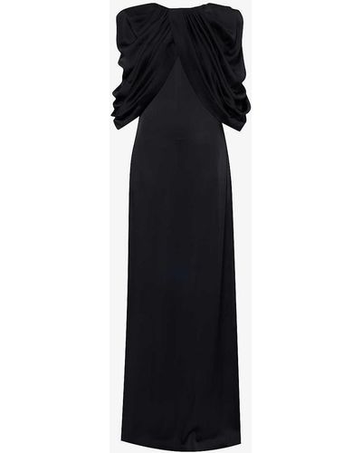 Stella McCartney Draped-panel Floor-length Satin Gown - Black