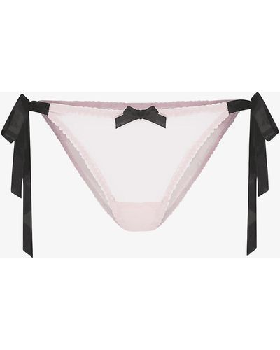 Agent Provocateur Forever Embroidered Tie-side Mid-rise Mesh Briefs - Black