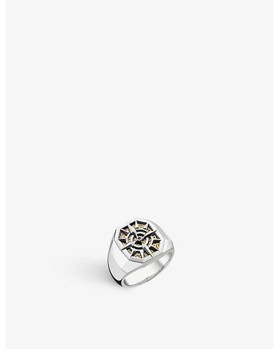 Thomas Sabo Compass 18ct Yellow Gold-plated, Sterling-silver And Zirconia Signet Ring - White