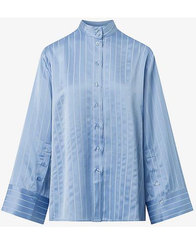 Lovechild 1979 Himari Oversized Satin Shirt - Blue