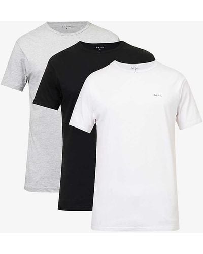 Paul Smith Short-sleeved Crewneck Pack Of Three Organic Cotton-jersey T-shirts - Black