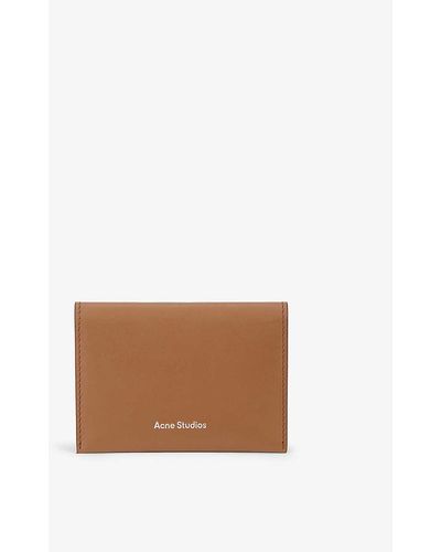 Acne Studios Brand-embossed Leather Card Holder - Brown