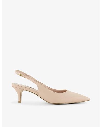 Dune Capitol Pointed-toe Leather Slingback Courts - Natural
