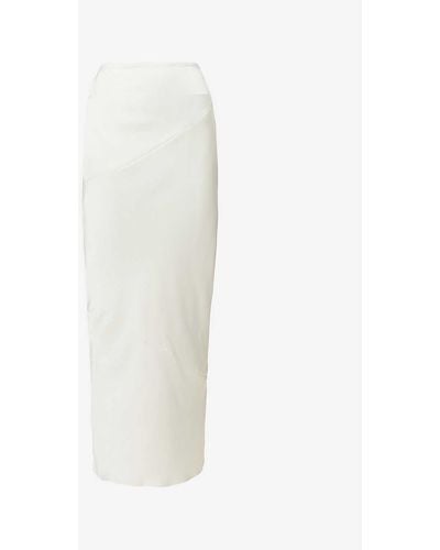 House Of Cb Colette Slim-fit Low-rise Satin Midi Skirt - White
