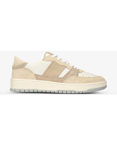 Collegium Alpha Leather And Suede Low-top Trainers - Natural