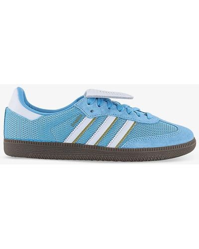 adidas Samba Lt Branded Mesh And Suede Low-top Trainers - Blue