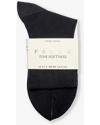 FALKE Fine Softness Stretch Woven-blend Socks - Black
