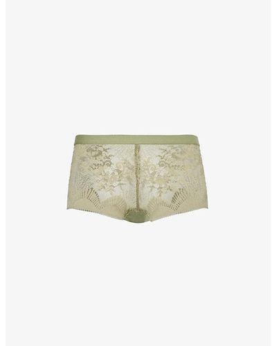 Wacoal Sensual Floral-embroidered Stretch-lace Briefs - Green