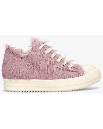 Rick Owens Serrated-sole Leather Low-top Trainers - Pink
