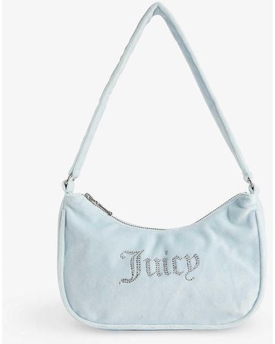 Juicy Couture Rhinestone-embellished Velour Shoulder Bag - Blue