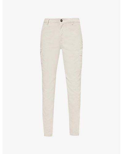Eleventy Flap-pocket Regular-fit Slim-leg Stretch-woven Trousers - Natural