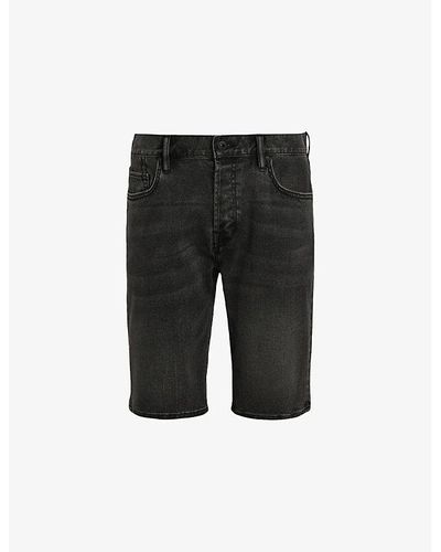 AllSaints Switch Faded Slim-fit Stretch-denim Shorts - Black