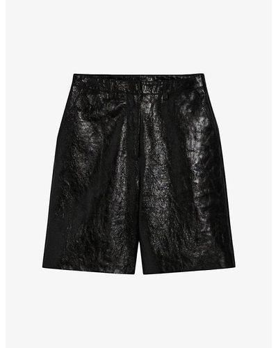 Claudie Pierlot High-rise Regular-fit Leather Shorts - Black