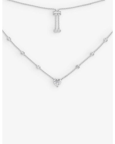 Apm Monaco Heart-link Sterling- And Zirconia Necklace - White