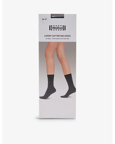 Wolford Crew-length Cotton-blend Socks - White