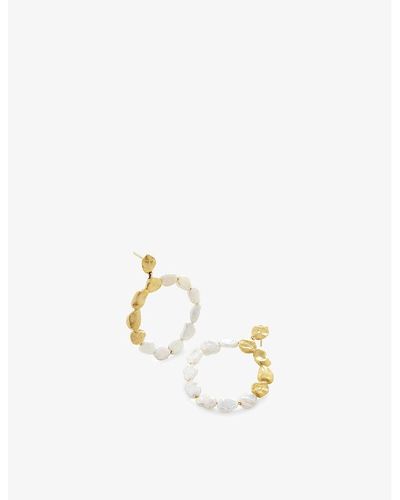 Monica Vinader Beaded 18ct Yellow -plated Vermeil Recycled Sterling-silver And Pearl Hoop Earrings - White