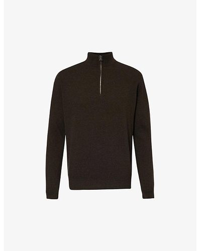 Oscar Jacobson Patton Half-zip Knitted Sweater - Black
