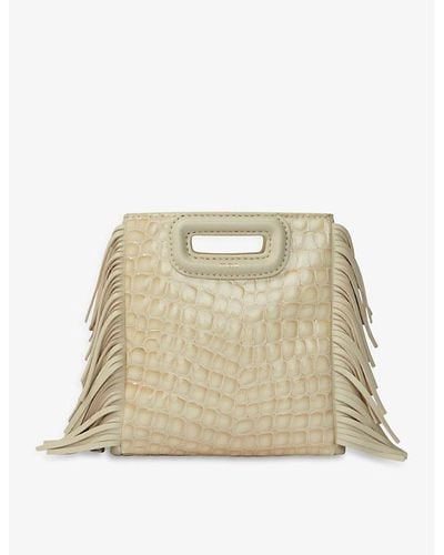 Maje M Mock-croc Embossed Small Leather Cross-body Bag - Natural