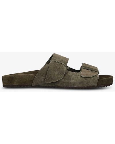 Ancient Greek Sandals Diogenis Double-strap Suede Sandals - Green