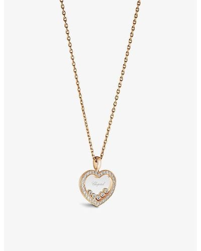 Chopard Happy Diamonds 18ct Rose-gold And 0.73ct Brilliant-cut Diamond Necklace - Metallic