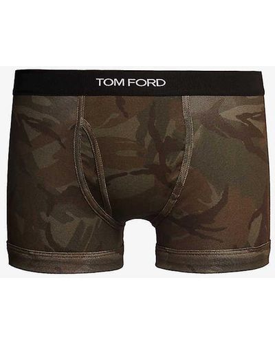 Tom Ford Branded-waistband Camouflage-print Stretch-cotton Boxer Briefs X - Multicolour