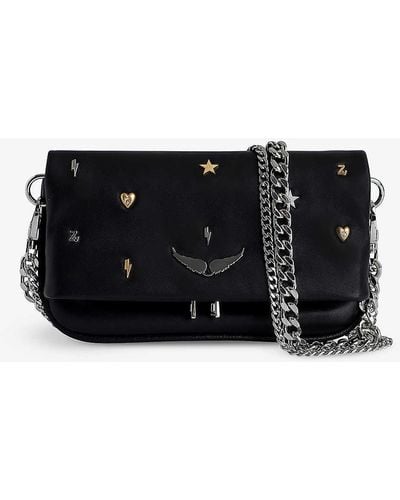 Zadig & Voltaire Rock Lucky Charm-embellished Nano Leather Clutch - Black